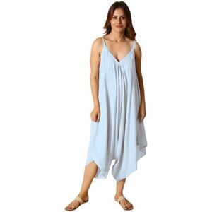 Manvi The Handmade Kaftan Jumpsuit Sky Blue Embroidered Pockets‎ Swim Cover OS